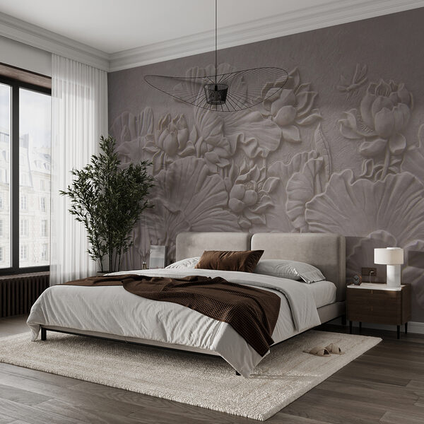 Elegant floral relief design in beige Elegant floral relief design in beige