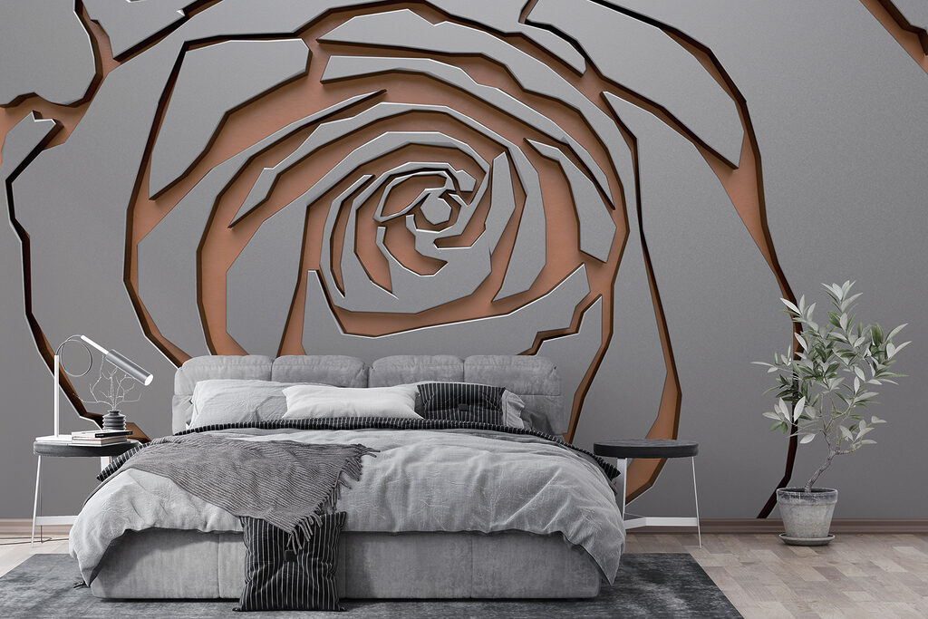 Abstract rose design in metallic texture