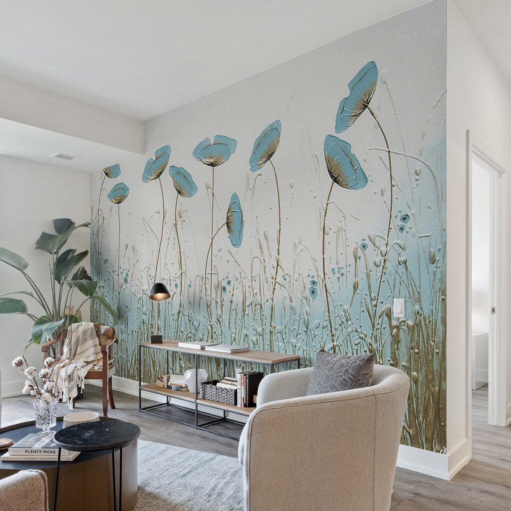 Painting of flowers in a field