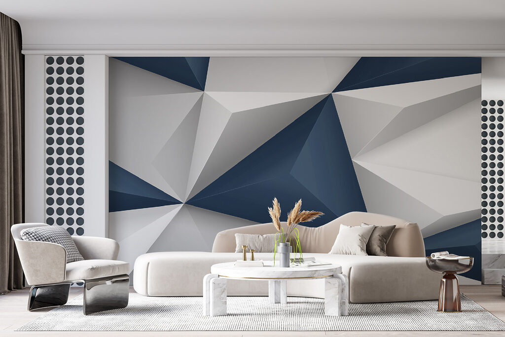 Blue and white triangle shapes