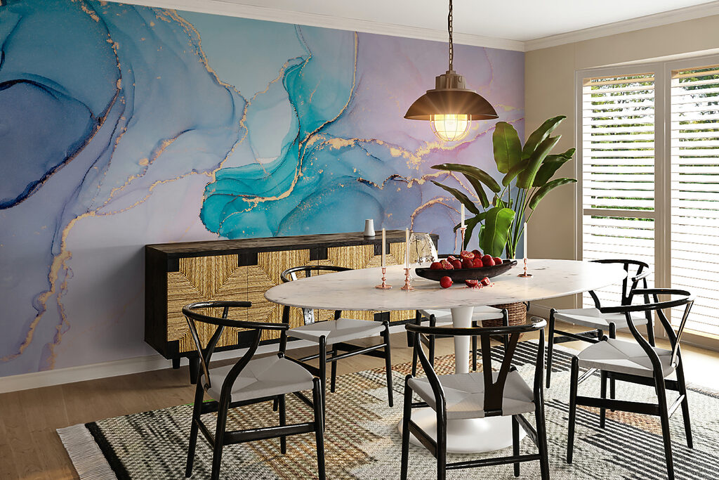 Serene abstract waves of cool colors