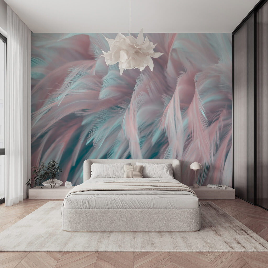 Delicate feathers in soft colors