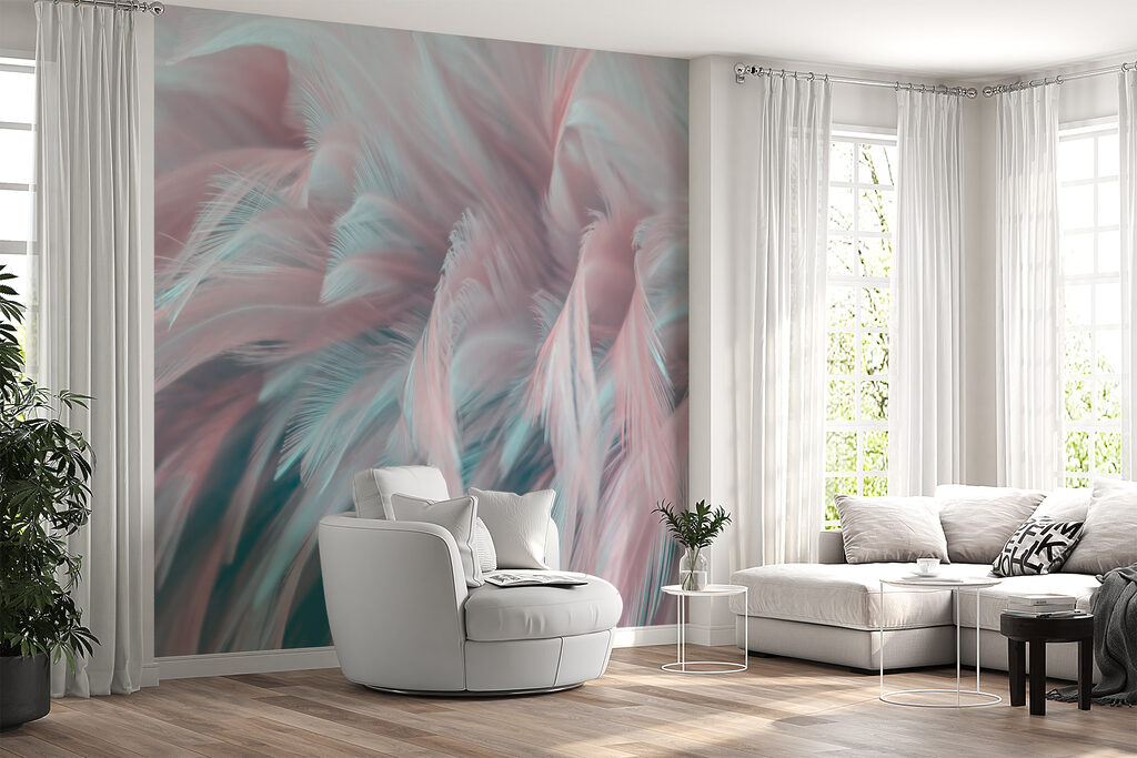 Delicate feathers in soft colors