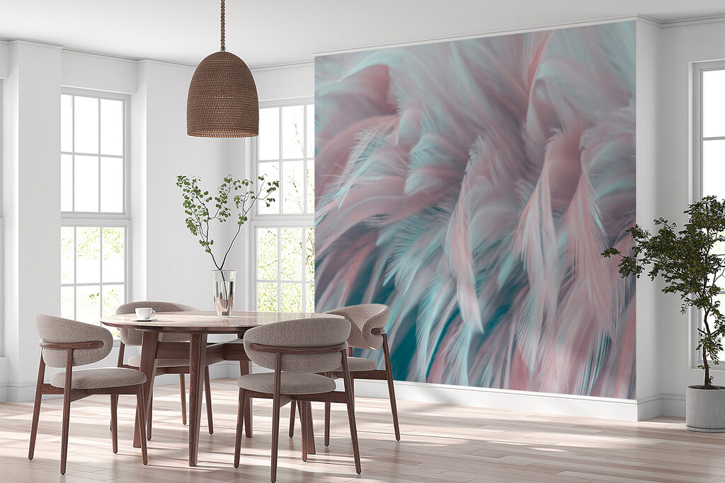 Delicate feathers in soft colors