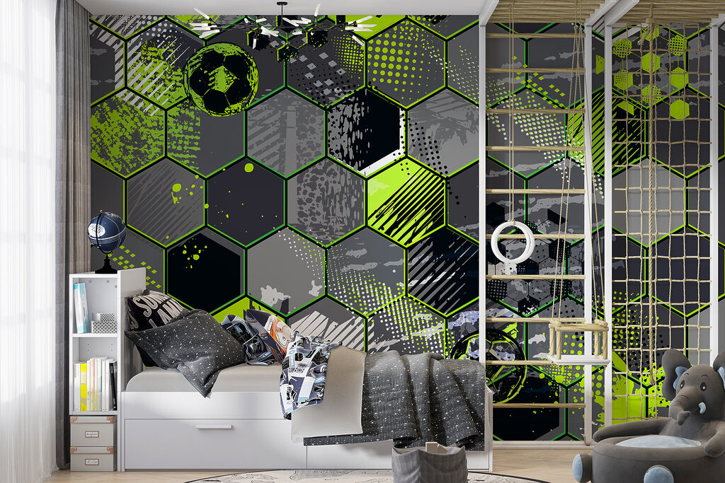 Pattern of hexagons and football balls Pattern of hexagons and football balls
