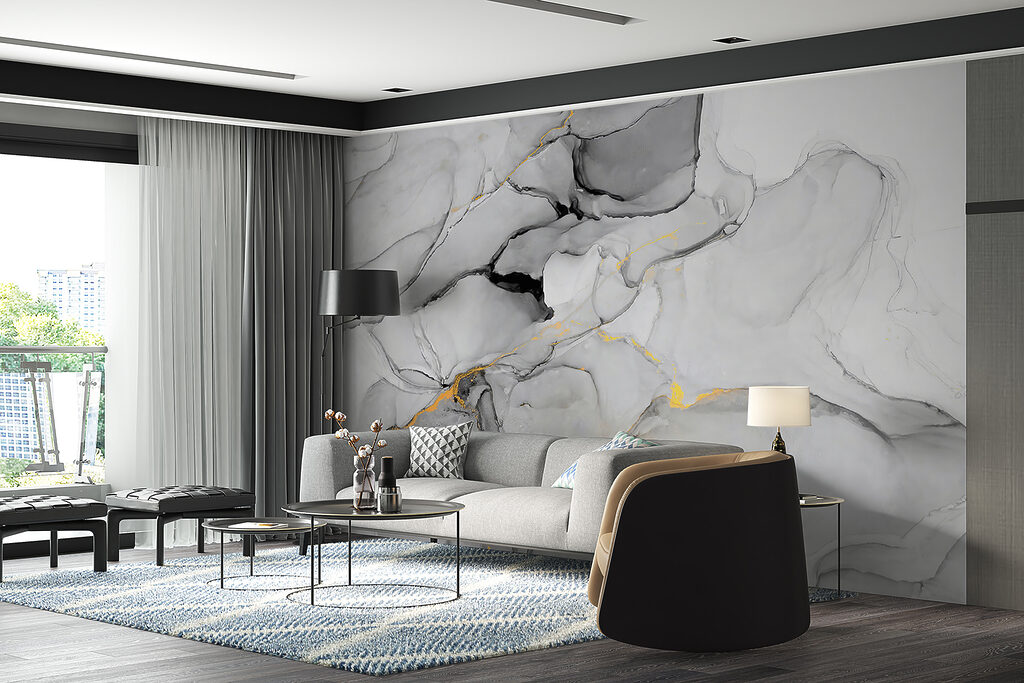 Abstract marbling in black and white