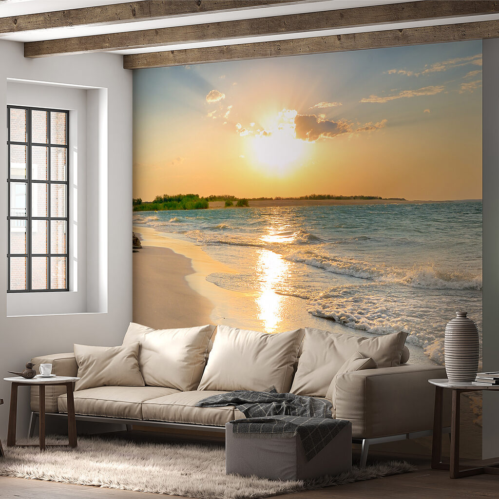 Plaża z falami i zachodem słońca u53408pig22ms 1024x1024 - Plaża z falami i zachodem słońca
