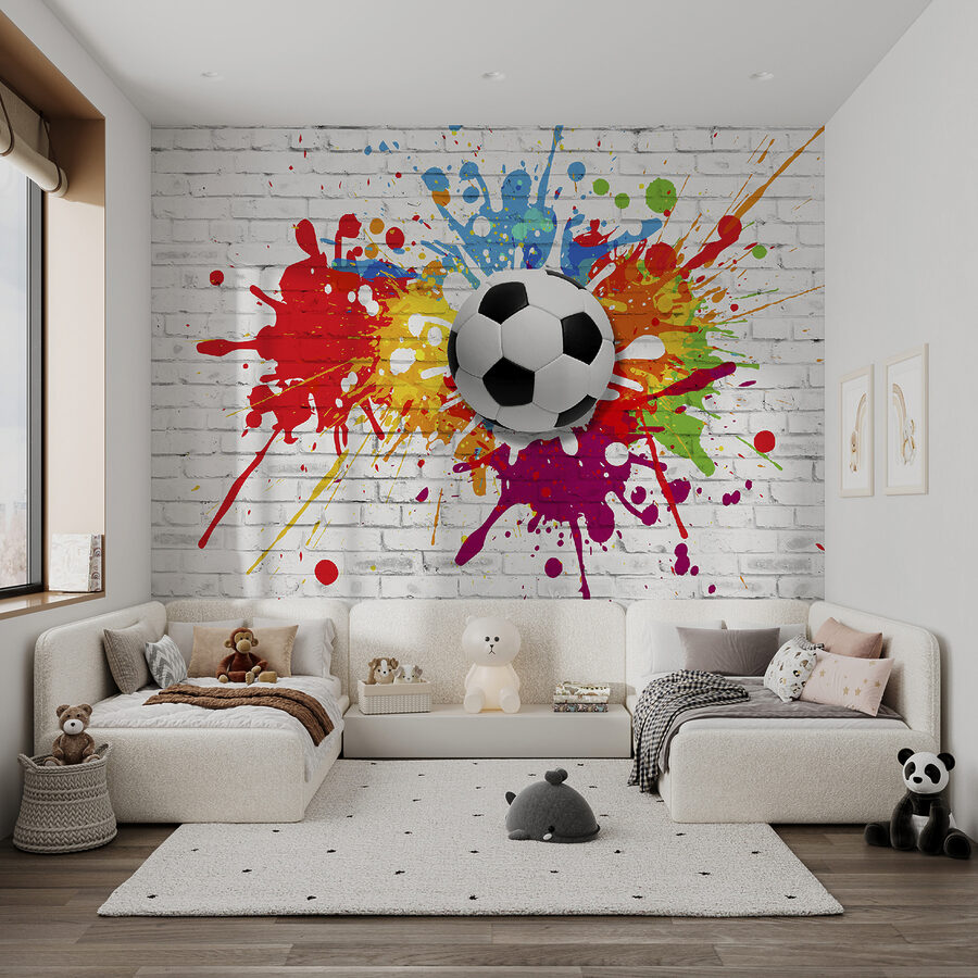 Piłka futbolowa na ceglanej ścianie