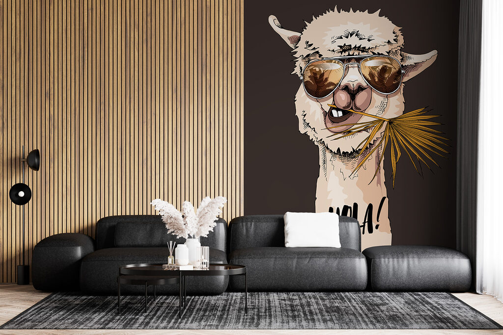 A llama wearing sunglasses and eating a leaf A llama wearing sunglasses and eating a leaf