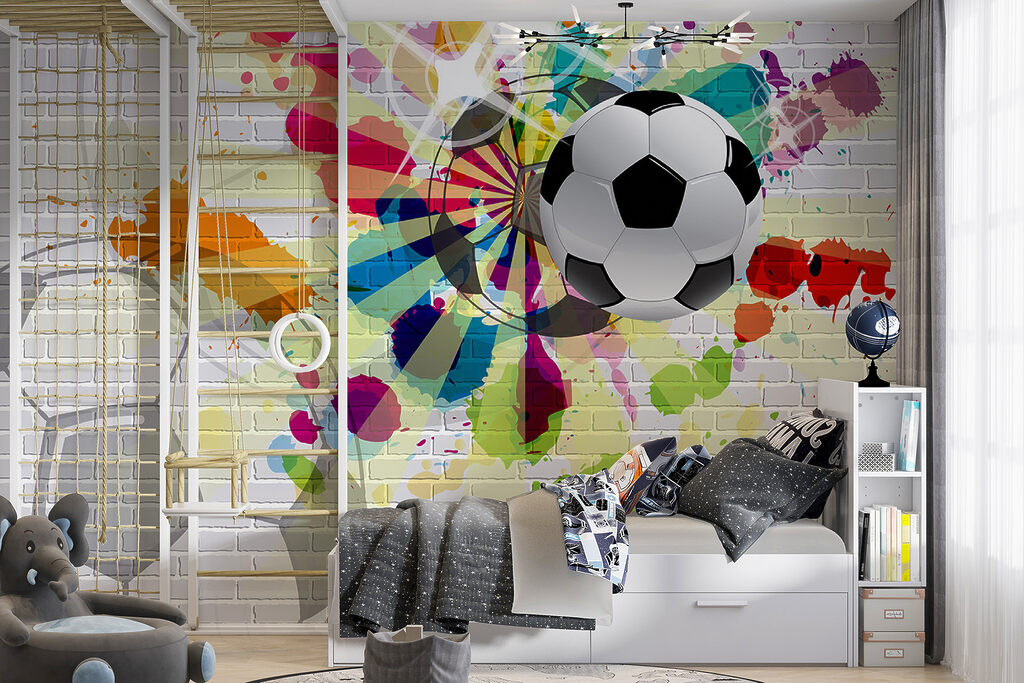Football ball on a brick wall