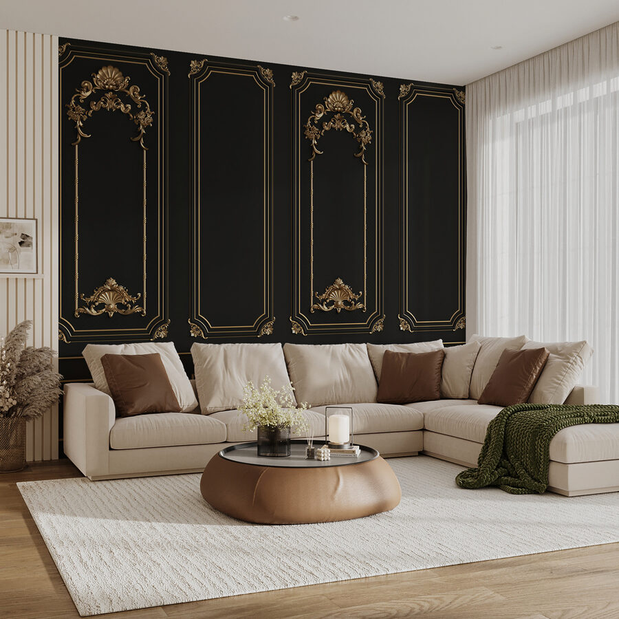 Eleganckie czarne panele z ozdobnymi akcentami