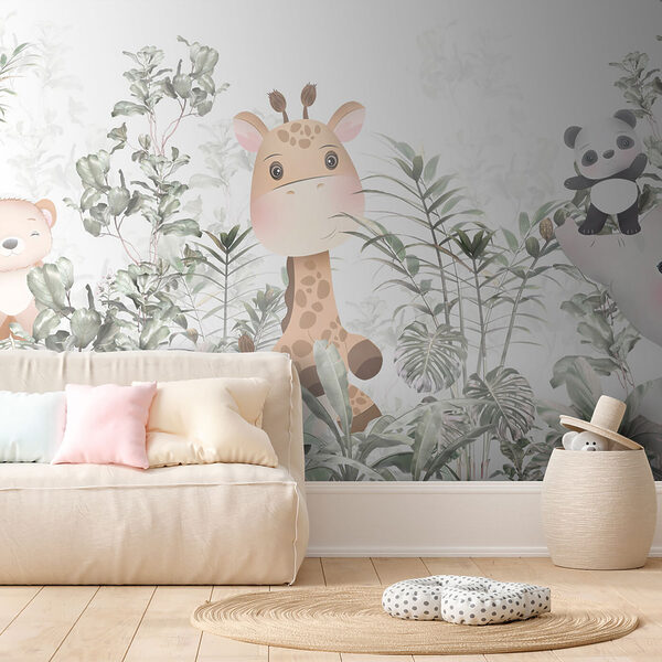 Żyrafa i panda w lesie Żyrafa i panda w lesie