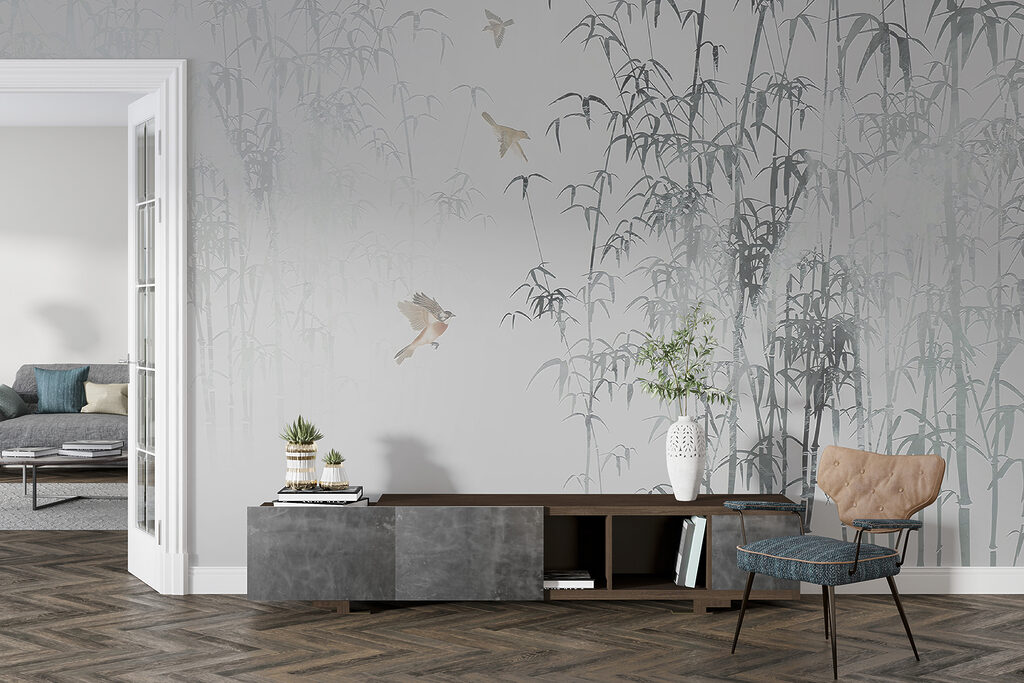 Birds flying birds in the fog