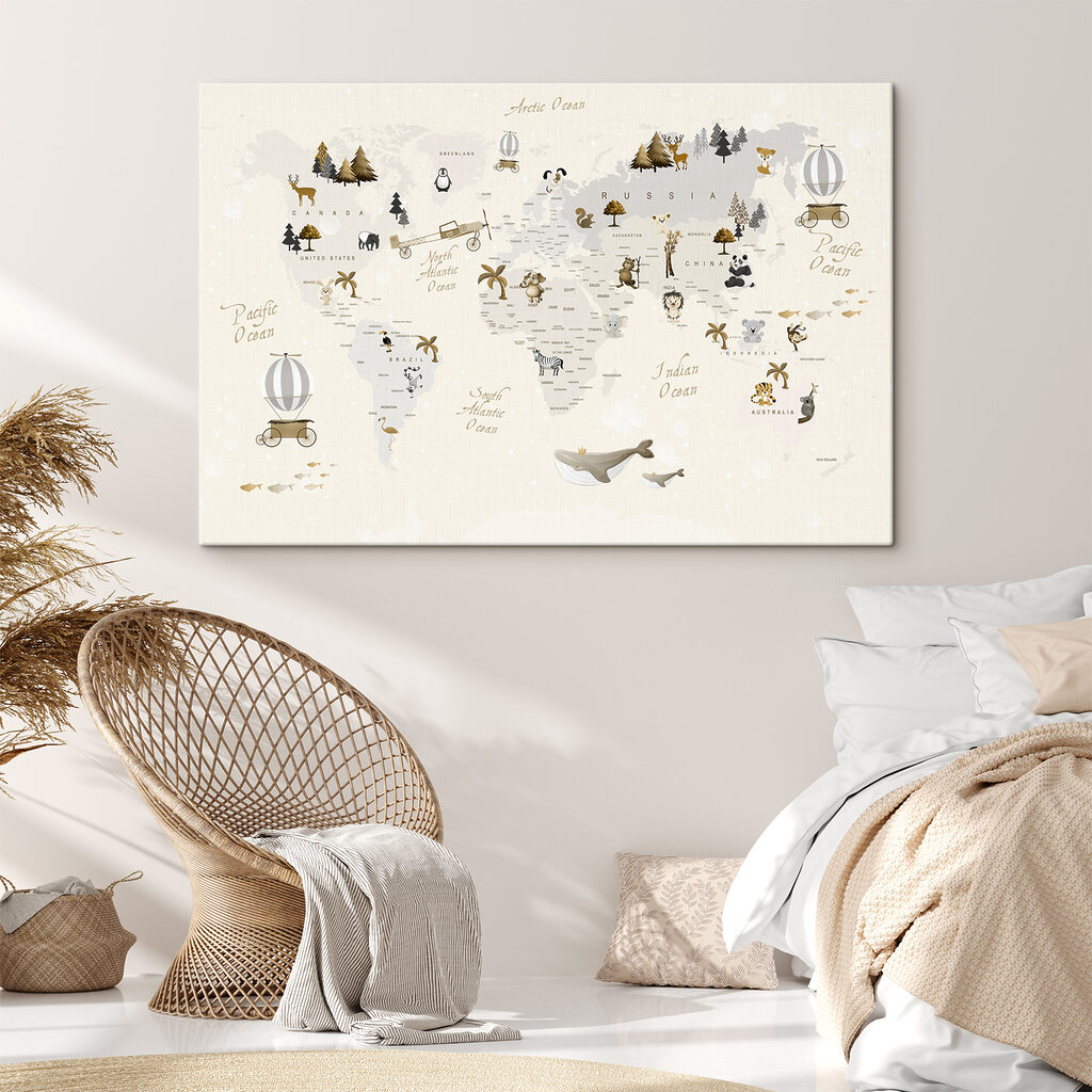 A map of the world with animals A map of the world with animals