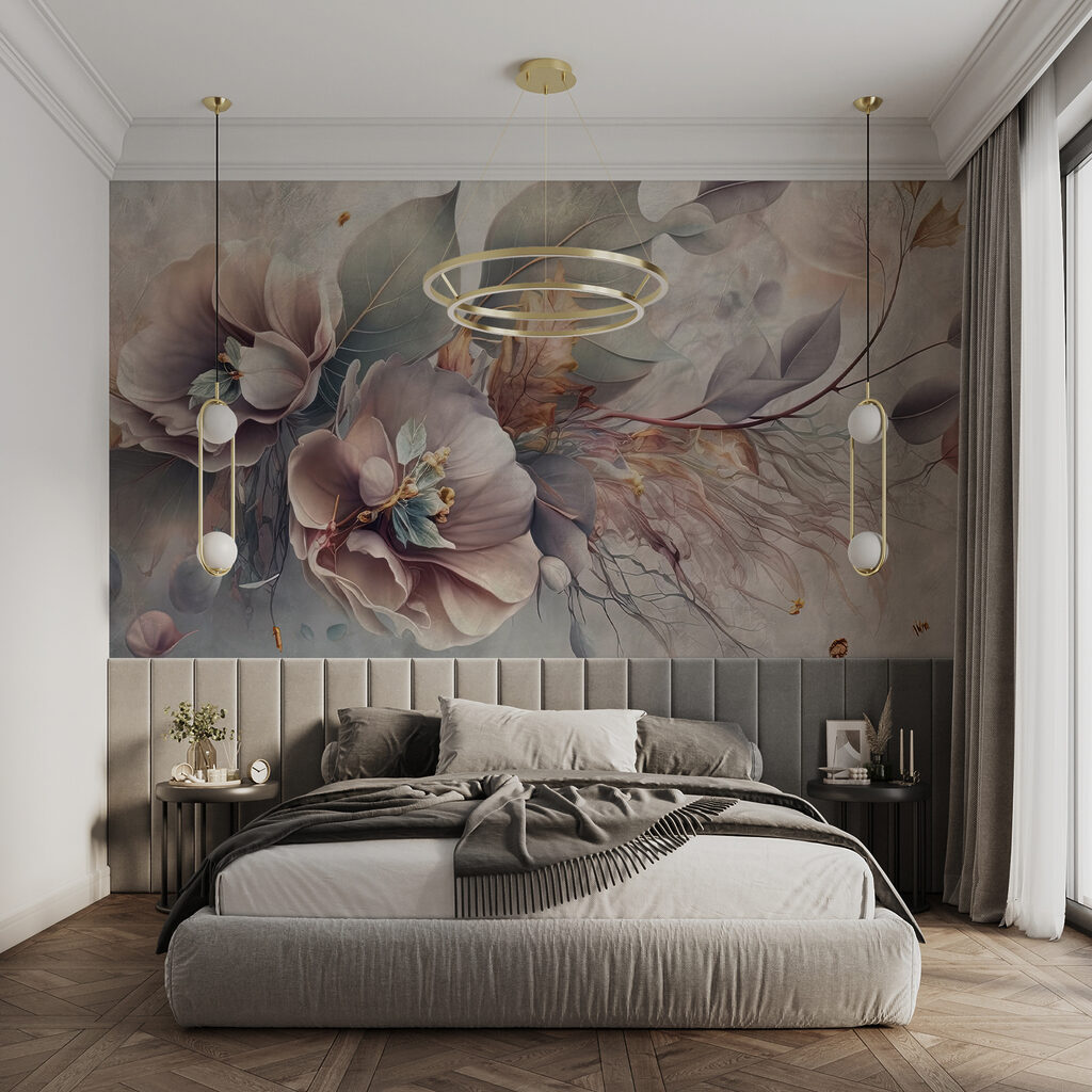 Painting of flowers and leaves