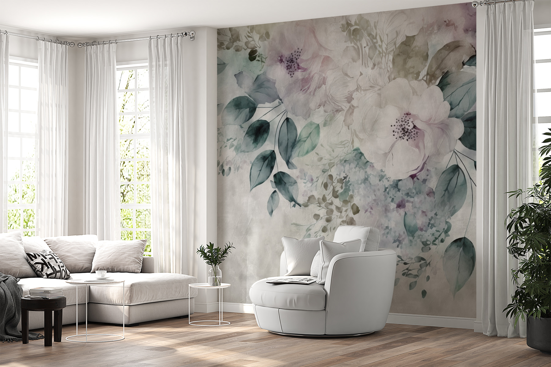 Painting of flowers and leaves Painting of flowers and leaves