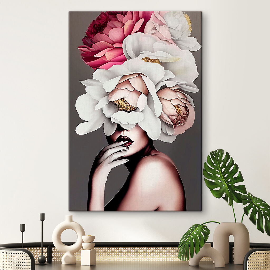 A woman with flowers on her head