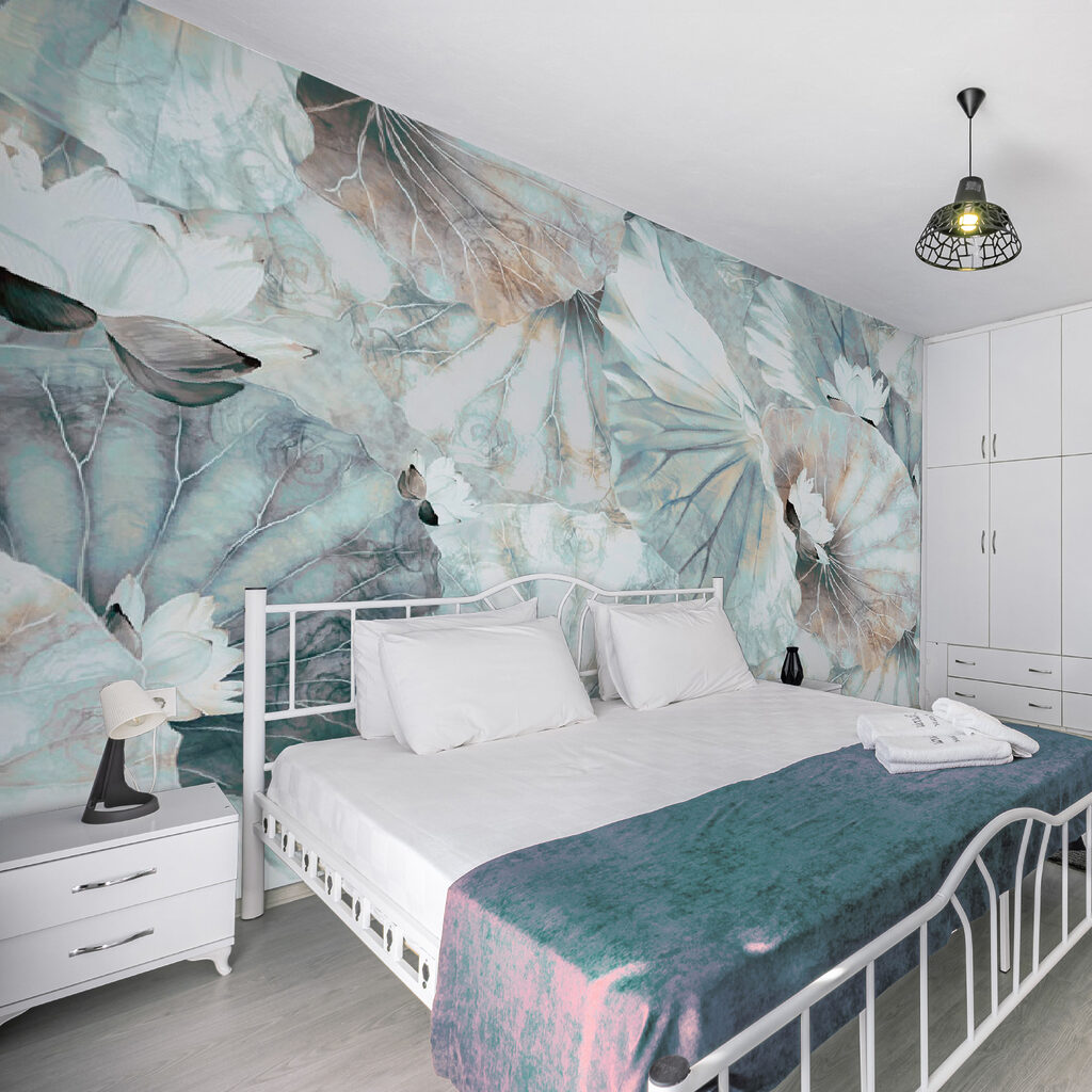 Elegant lilies on soft water leaves