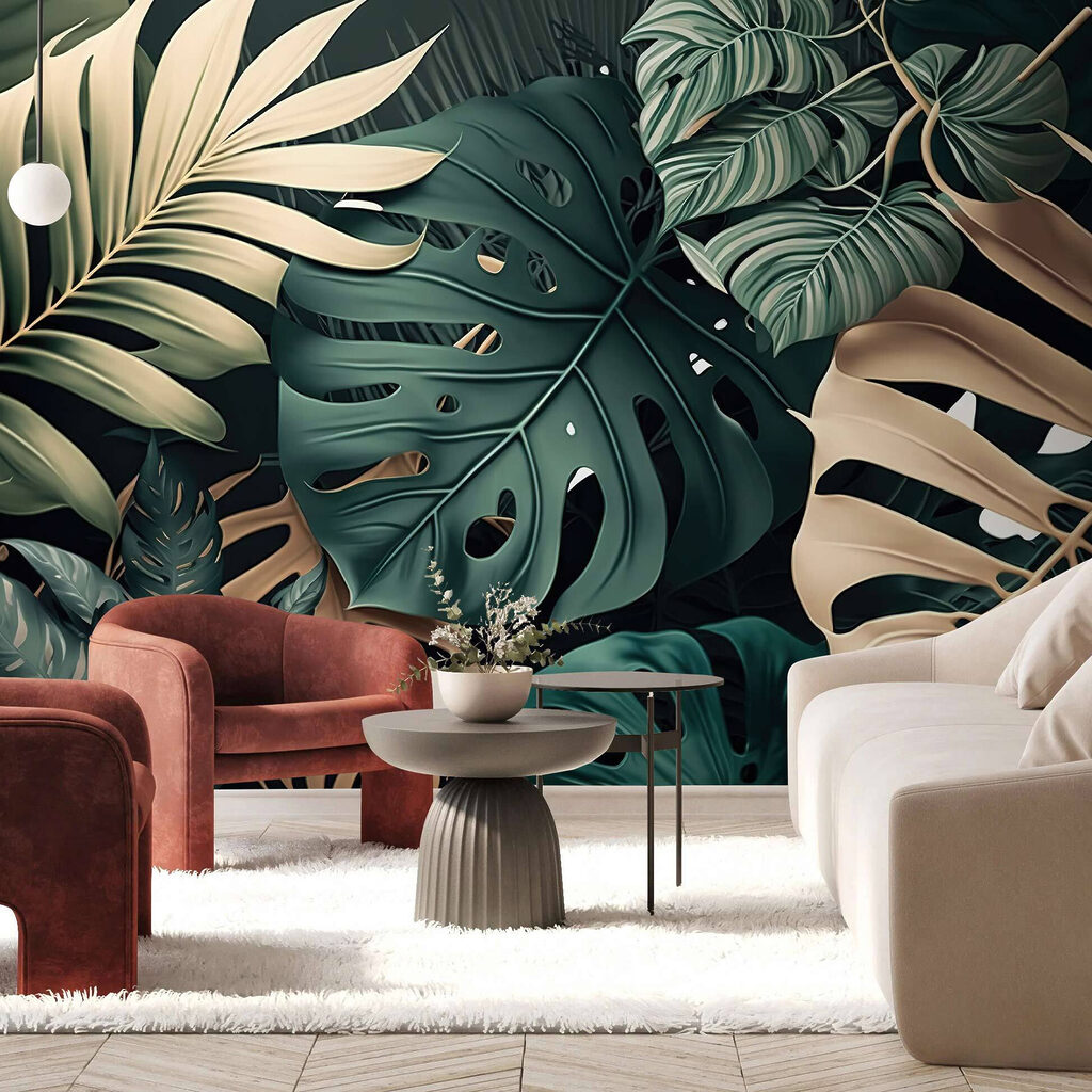 Group of green and white leaves