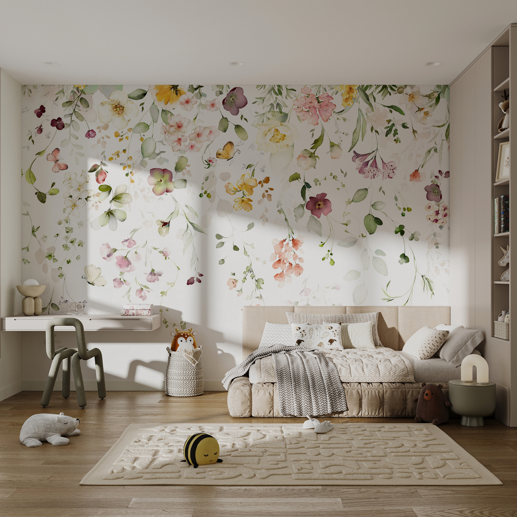 Painting of flowers and leaves