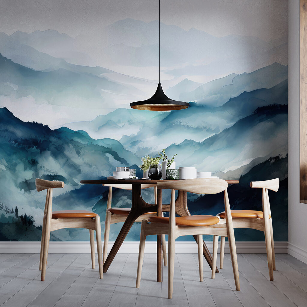 Painting of a mountain range