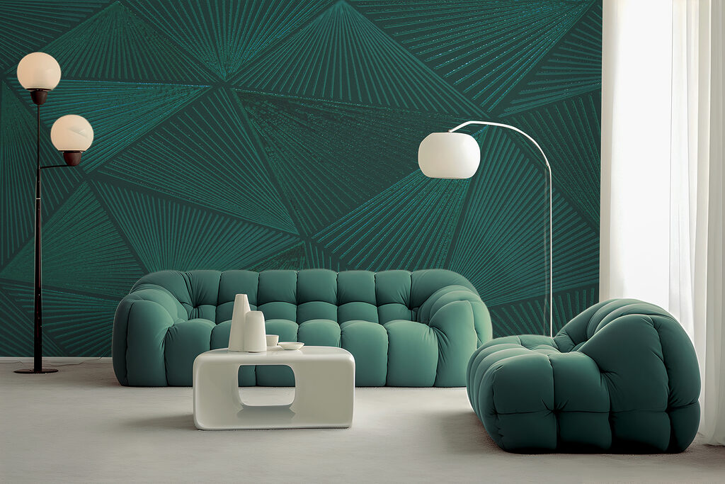 Green triangle pattern on a green surface