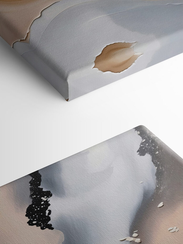 A close up of a painting