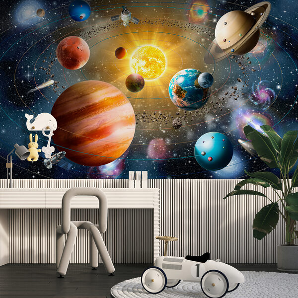 Planets and stars in space