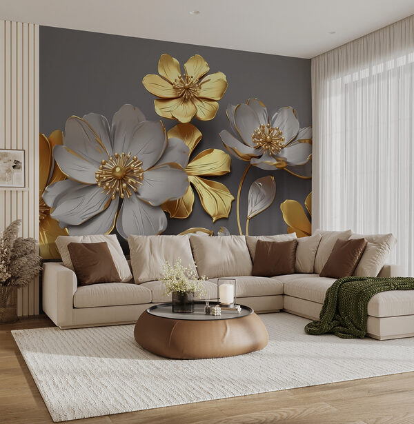 Group of flowers on a gray background