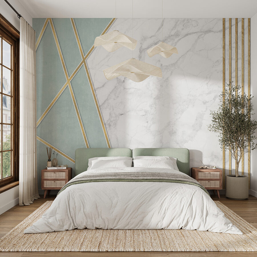 Elegancki miętowy i marmurowy design