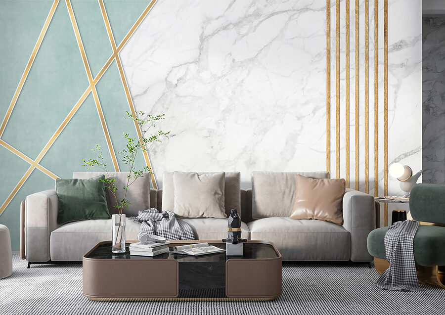 Elegancki miętowy i marmurowy design