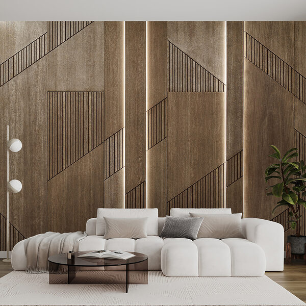 Elegancki geometryczny wzór na drewnianych panelach. Elegancki geometryczny wzór na drewnianych panelach.