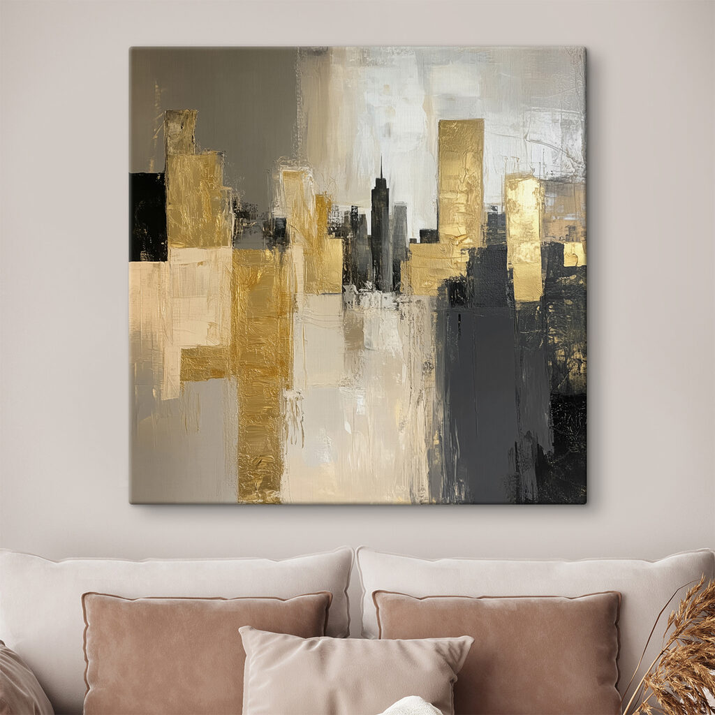 Painting of a city skyline