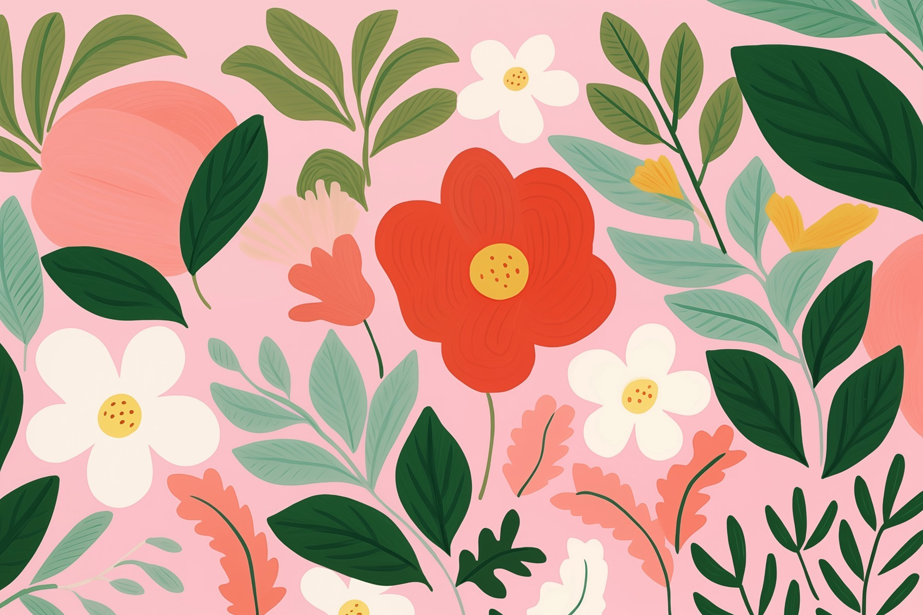 Pattern of flowers and leaves Pattern of flowers and leaves