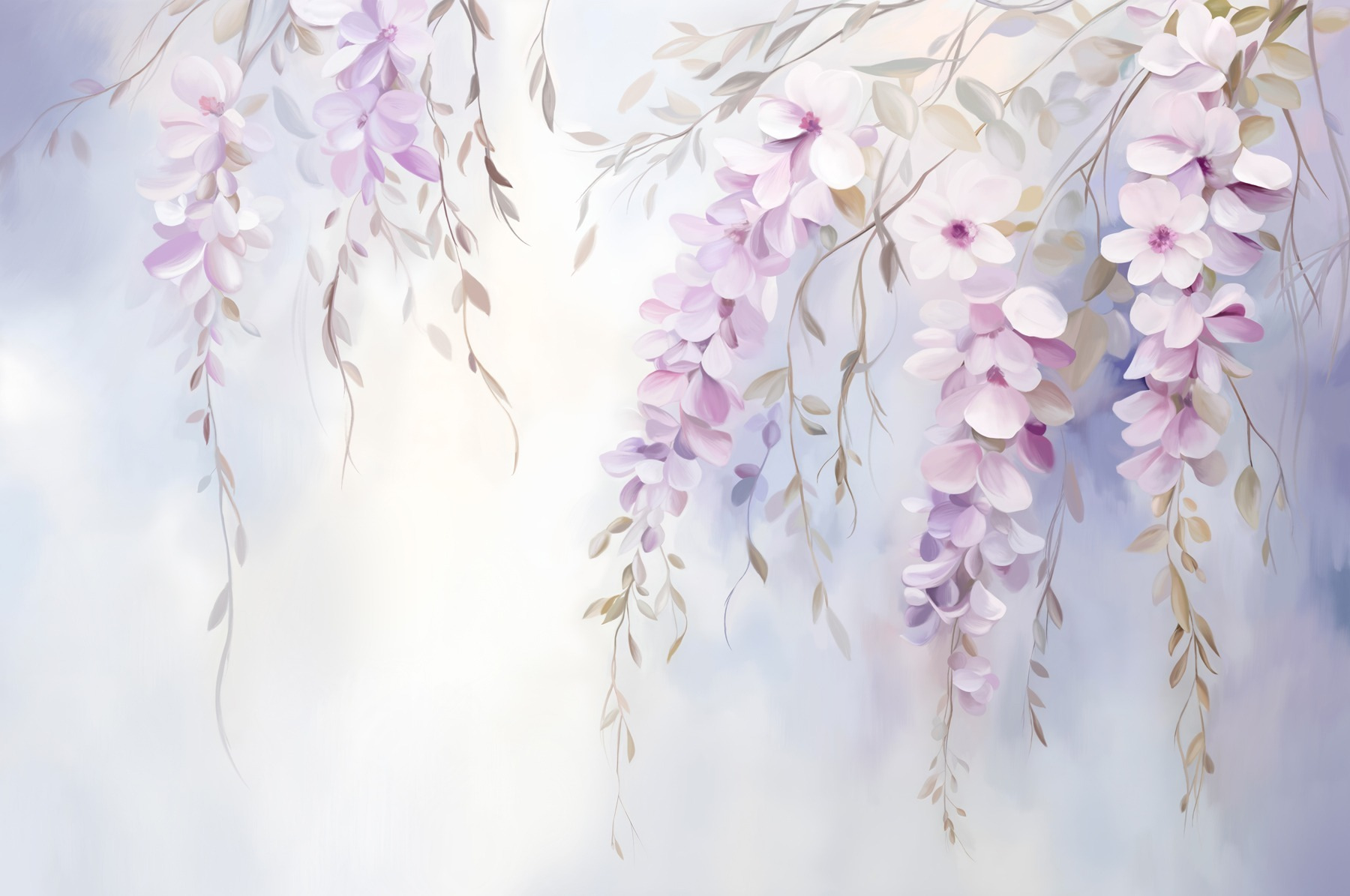 Painting of flowers on a branch
