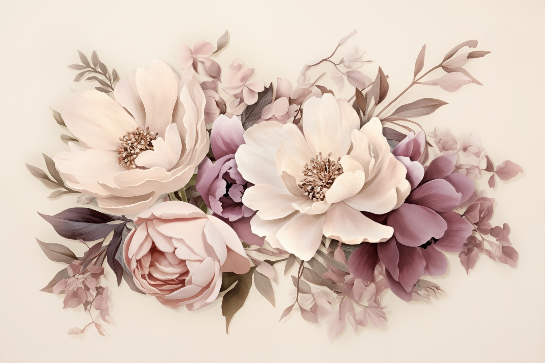 Group of flowers on a white background