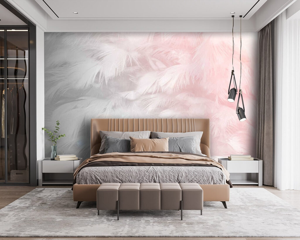 Delicate feathers in soft pastel tones
