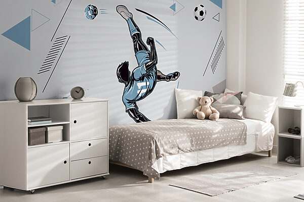 A football player kicking a ball