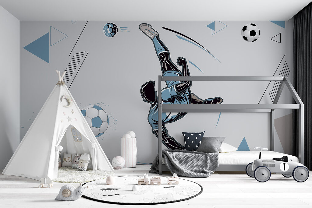 A football player kicking a ball