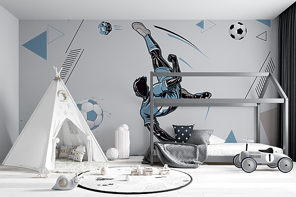 A football player kicking a ball