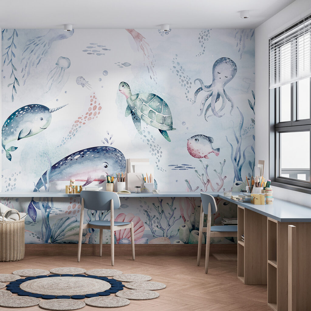 A watercolor sea creatures A watercolor sea creatures