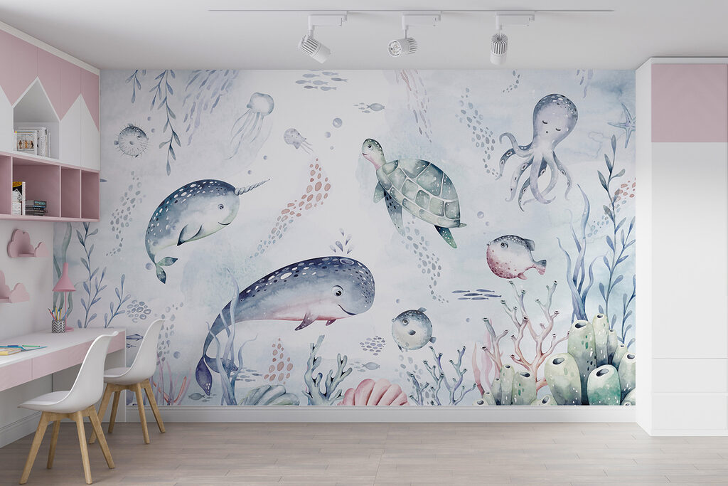 A watercolor sea creatures A watercolor sea creatures