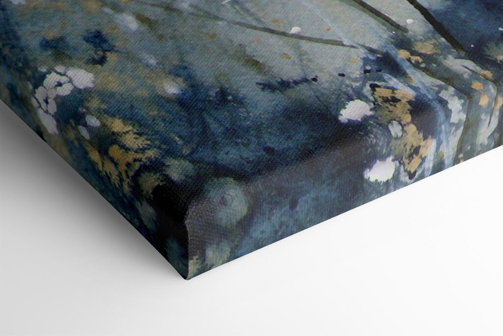 A painting of a white and blue plant