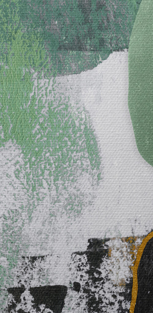 A painting of green and white