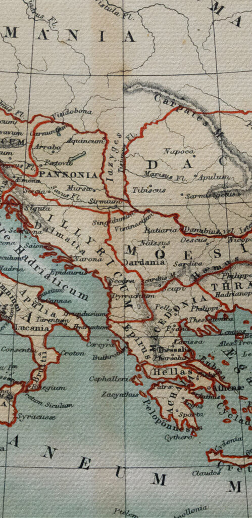 A map of europe with red lines