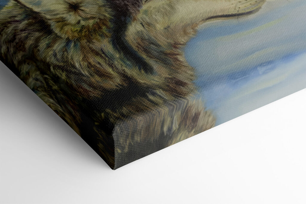 A painting of two wolves kissing A painting of two wolves kissing