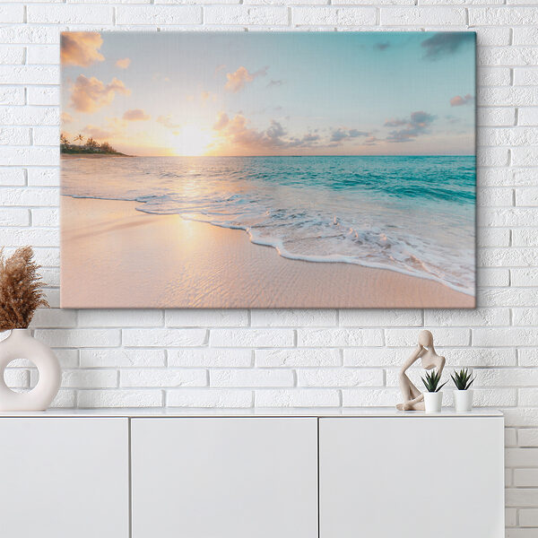 Plaża z falami i zachodem słońca s28661pih26ms 600x600 - Plaża z falami i zachodem słońca