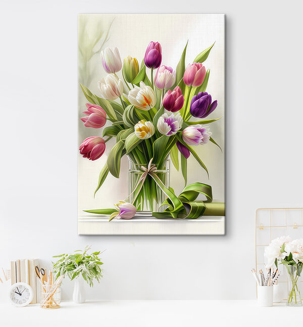 Bukiet tulipanów w szklanym wazonie s31219piw15ms 600x647 - Bukiet tulipanów w szklanym wazonie