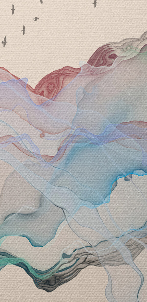 A painting of a boat in the water