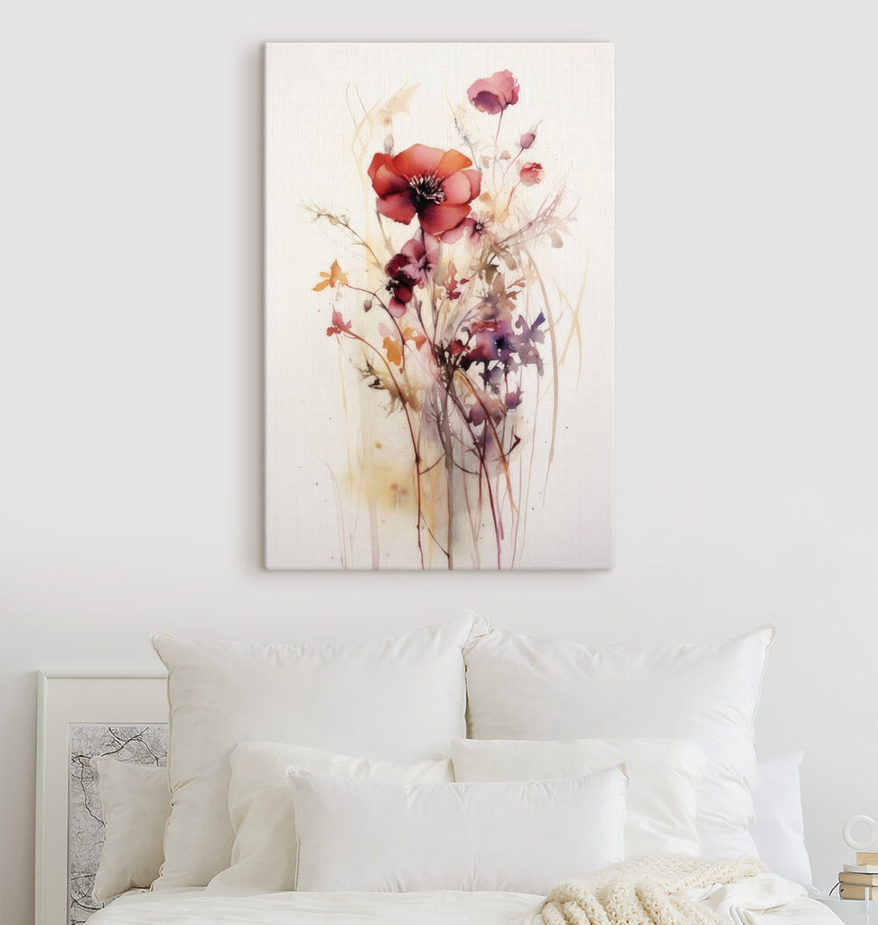 A painting of flowers on a white background